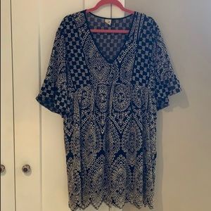 Anthropologie eyelet black and white summer dress